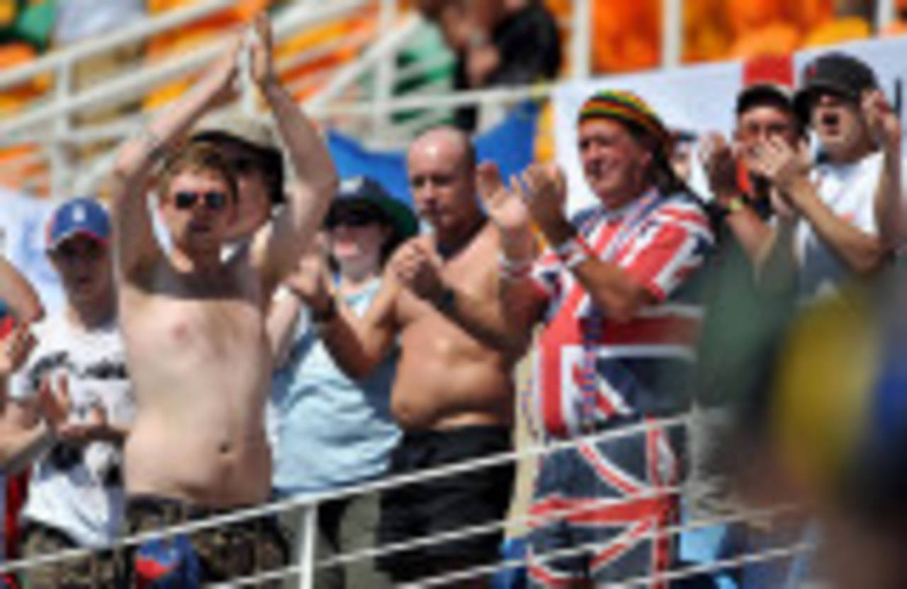 England's supporters applaud in the stands, West Indies v England, 1st Test, Kingston, 2nd day, February 5, 2009