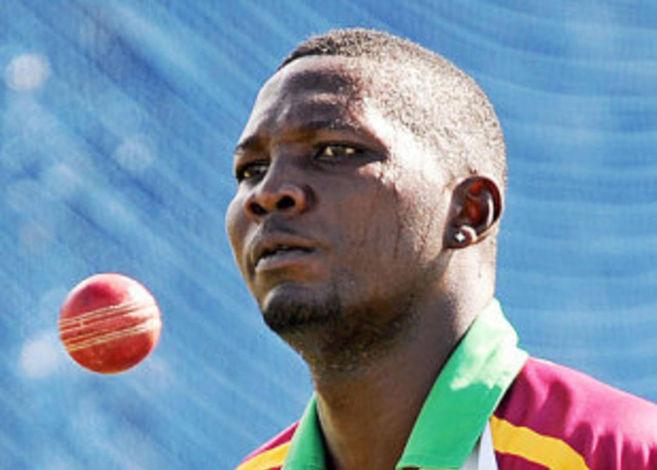 Sulieman Benn looks on during a nets session, Antigua, February 10, 2009