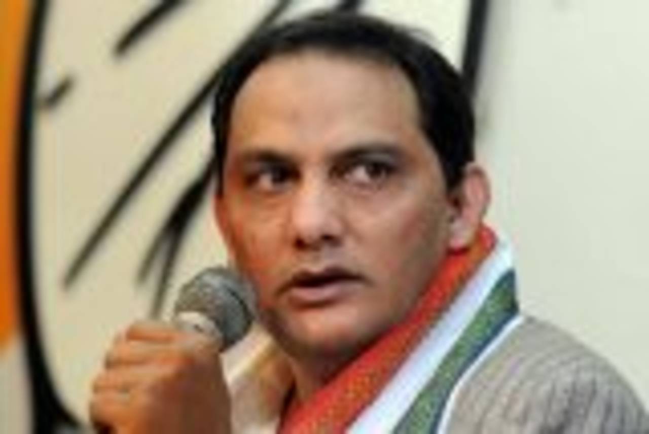Mohammad Azharuddin at the Congress party headquarters, New Delhi, February 19, 2009