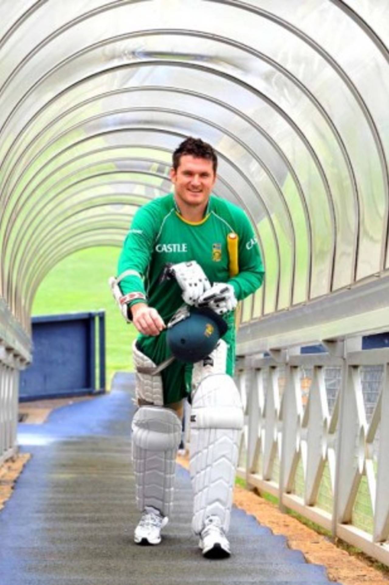 Graeme Smith heads back after a nets session at the Wanderers, Johannesburg, February 24, 2009