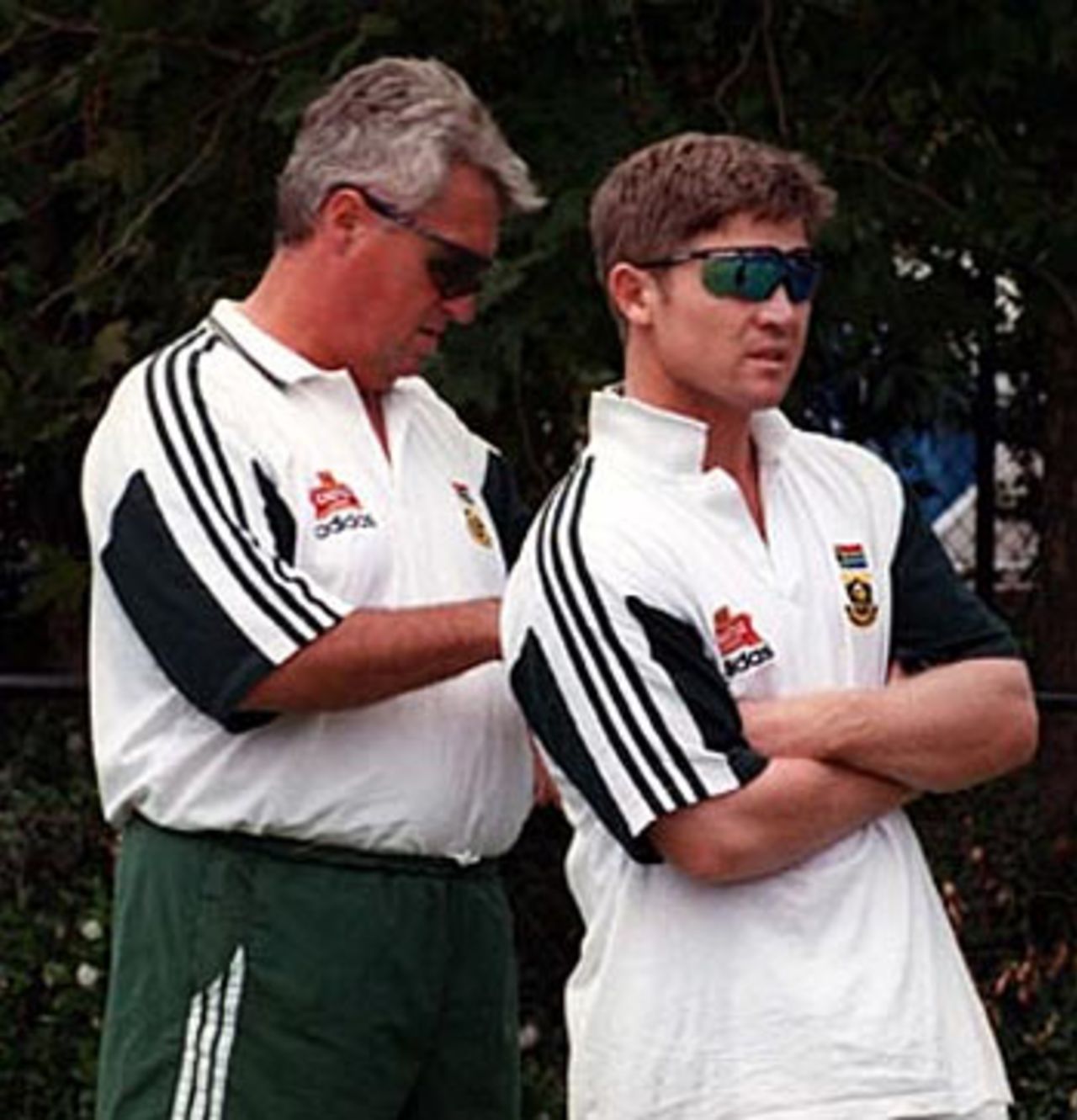 Tense body language for Darryl Cullinan as he watches other players practise before the announcement of the selected team..., during the South Africans' nets session at the SCG on New Year's Day, 1998.