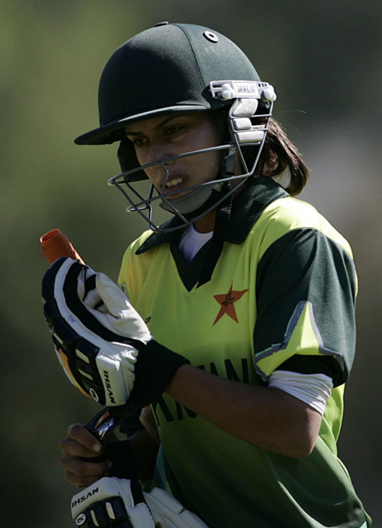 A disappointed Nain Abidi walks back after being run out for 11, India v Pakistan, Group B, women's World Cup, Bradman Oval, March 7, 2009