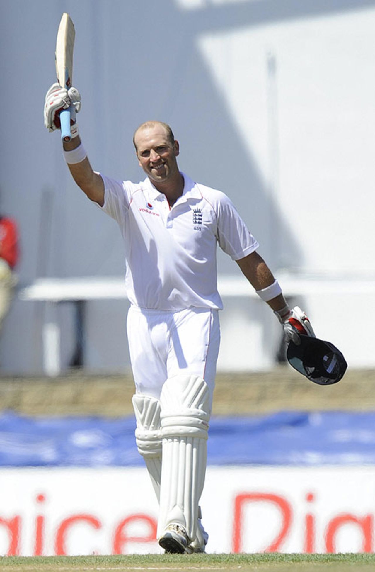 Matt Prior celebrates his second Test century, West Indies v England, 5th Test, Trinidad, March 7, 2009