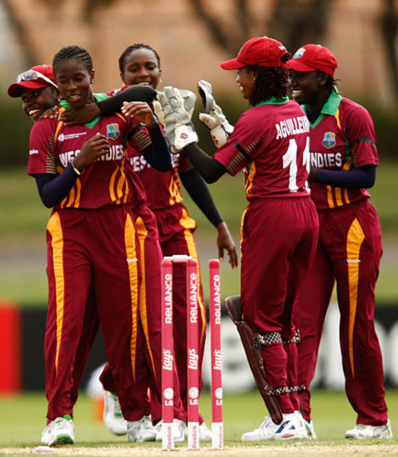 Shakera Selman is congratulated for taking Cri-zelda Brits' wicket, South Africa v West Indies, Group A, women's World Cup, Newcastle, March 8, 2009