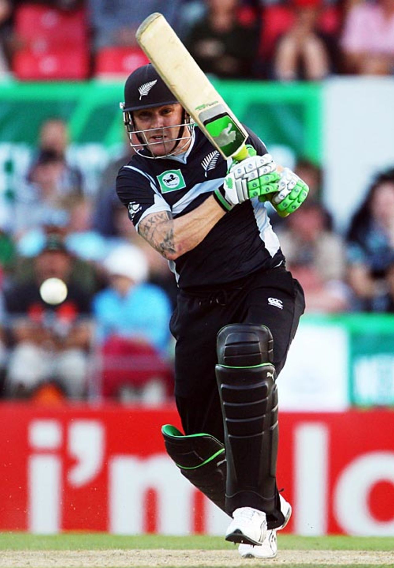 Brendon McCullum plays off the front foot, New Zealand v India, 3rd ODI, Christchurch, March 8, 2009