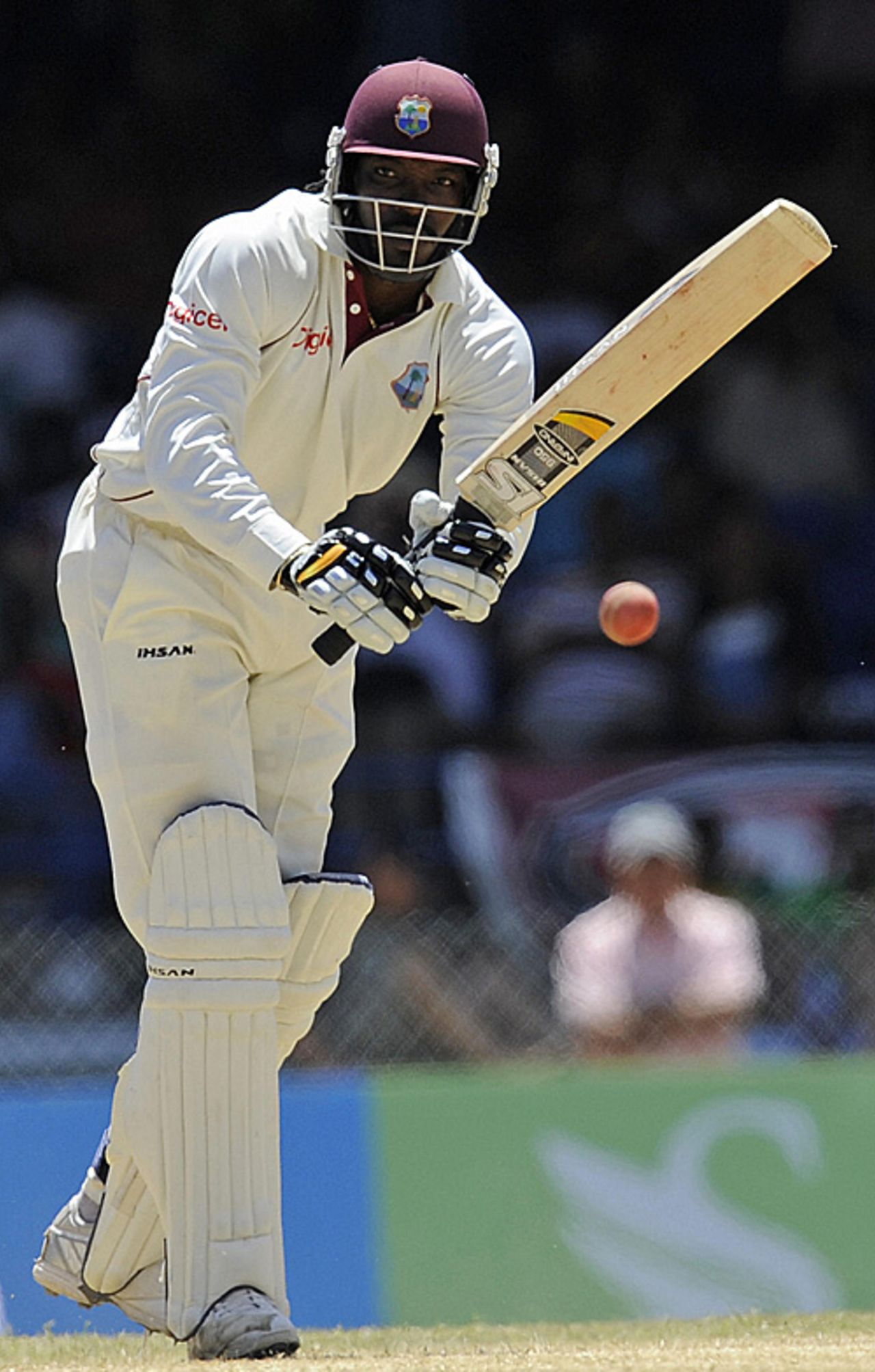 Chris Gayle knocks one to leg during his hundred, West Indies v England, 5th Test, Trinidad, March 8, 2009