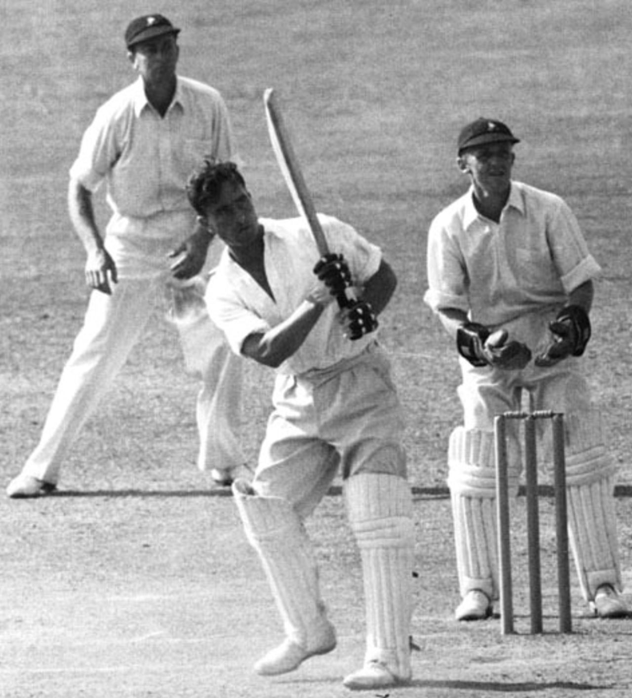 Denis Compton hits out during his quick hundred, England v South Africa, 5th Test, The Oval, 3rd day, August 19, 1947
