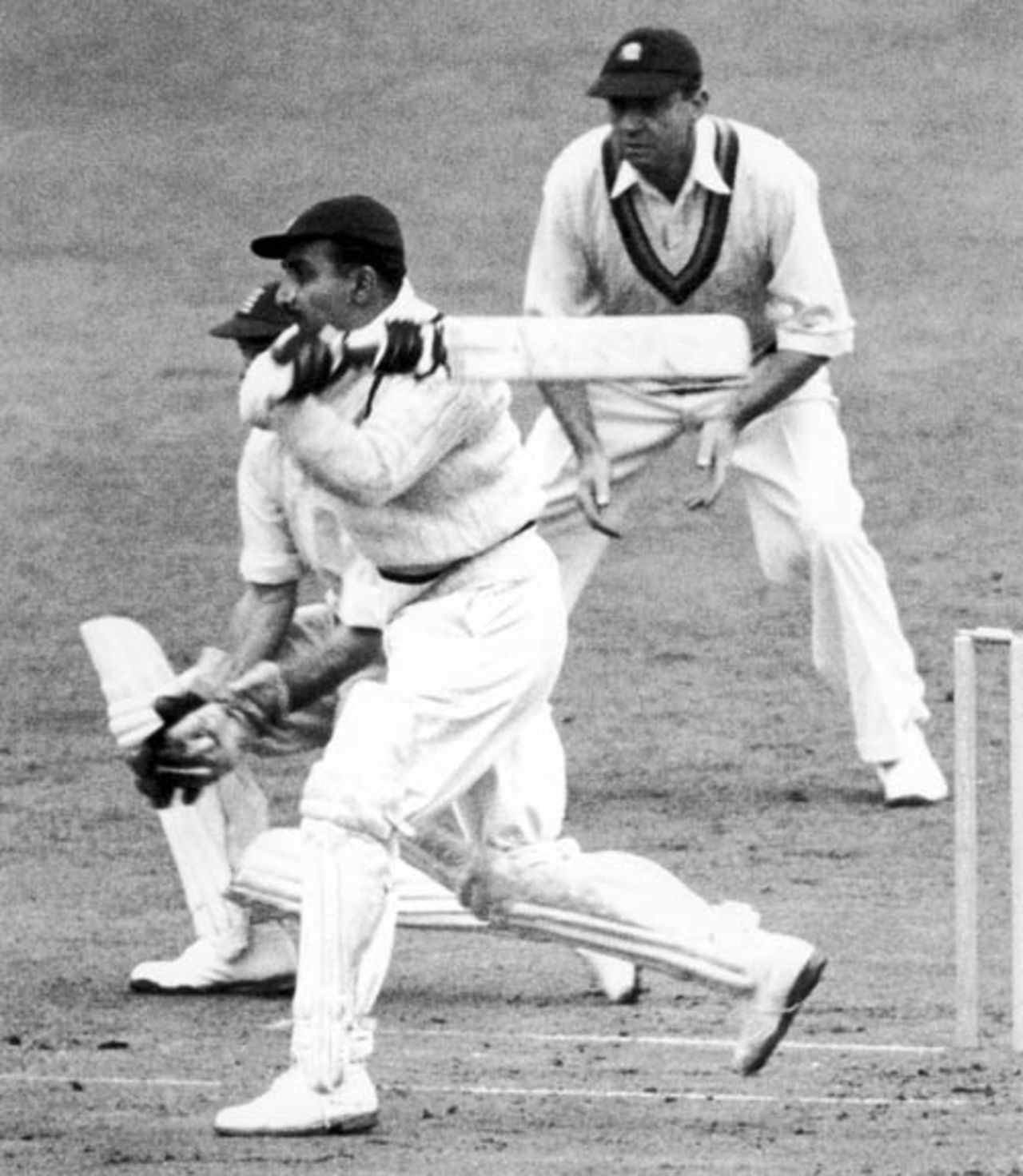Vijay Merchant drives to the off side, England v India, 3rd Test, The Oval, 2nd day, August 19, 1946 