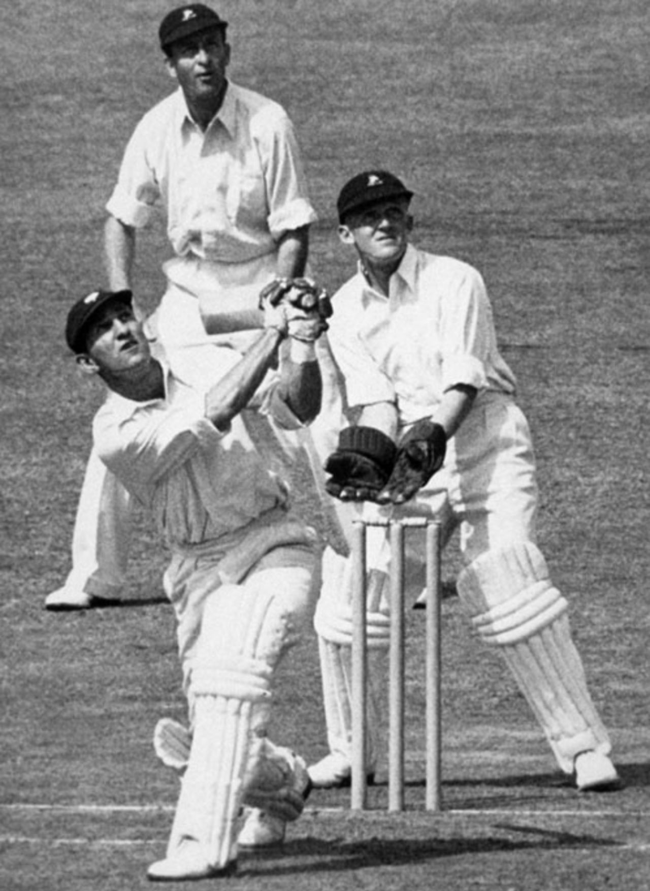 Len Hutton dispatches a ball from Athol Rowan, England v South Africa, 5th Test, The Oval, 1st day, August 16, 1947