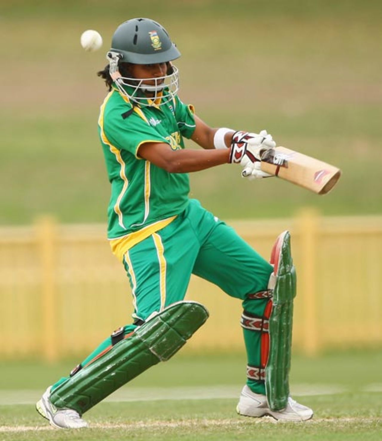 Trisha Chetty slaps the ball past point, Australia v South Africa, Group A, women's World Cup, Newcastle, March 10, 2009
