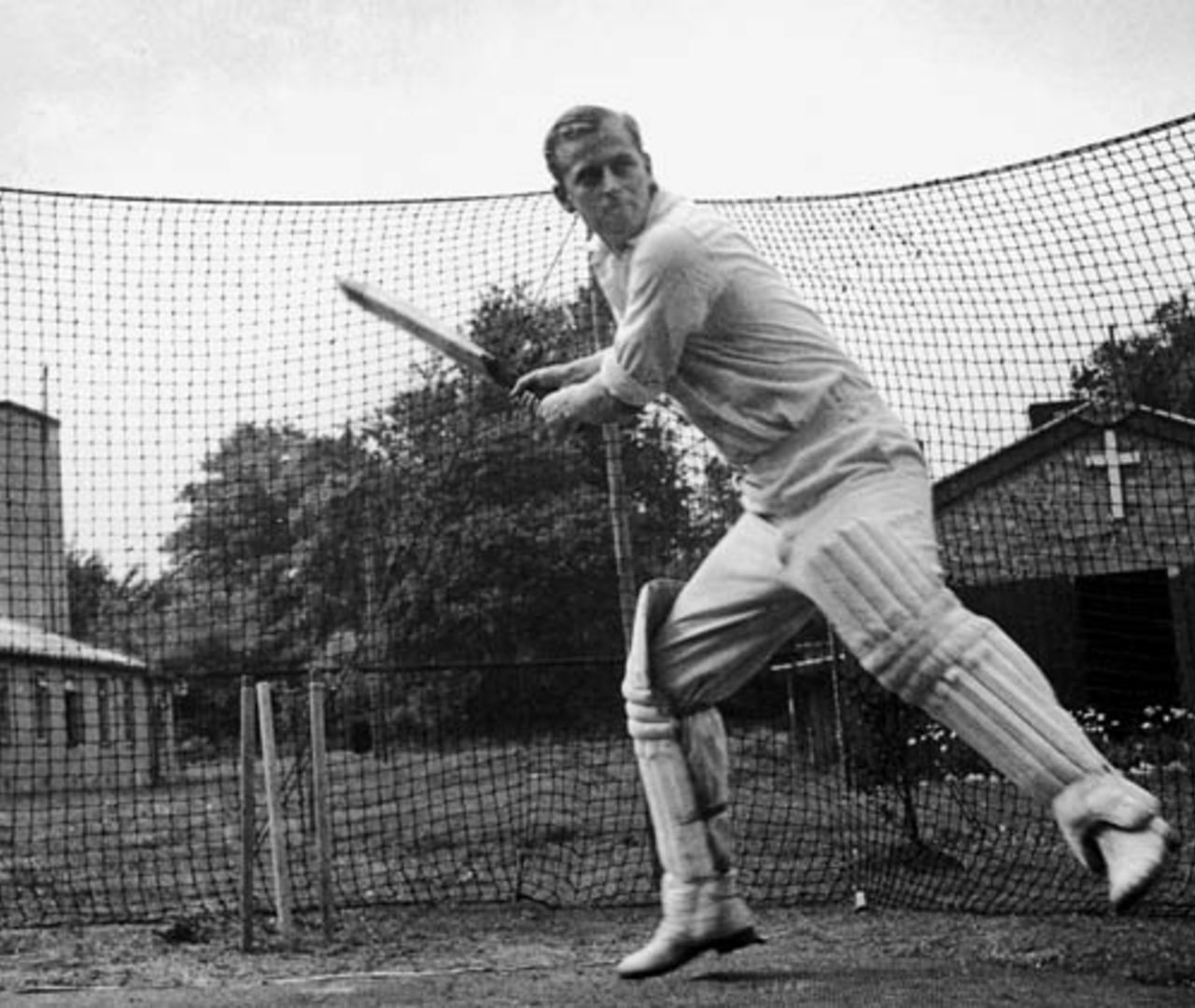Lieutenant Philip Mountbatten (the future Prince Philip) bats in the nets, July 31, 1947