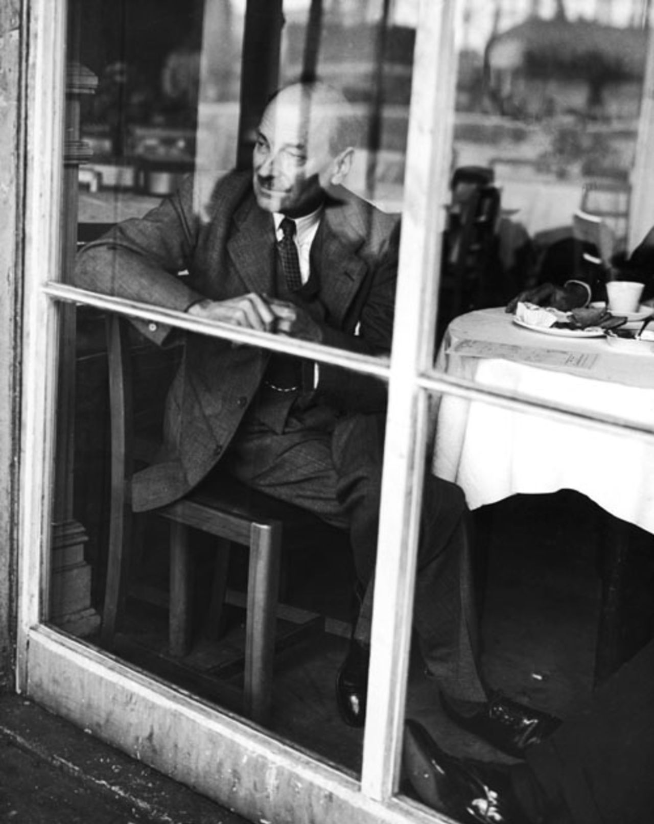 Clement Attlee, the prime minister of the United Kingdom, watches the game, England v India, 3rd Test, The Oval, 1st day, August 17, 1946 