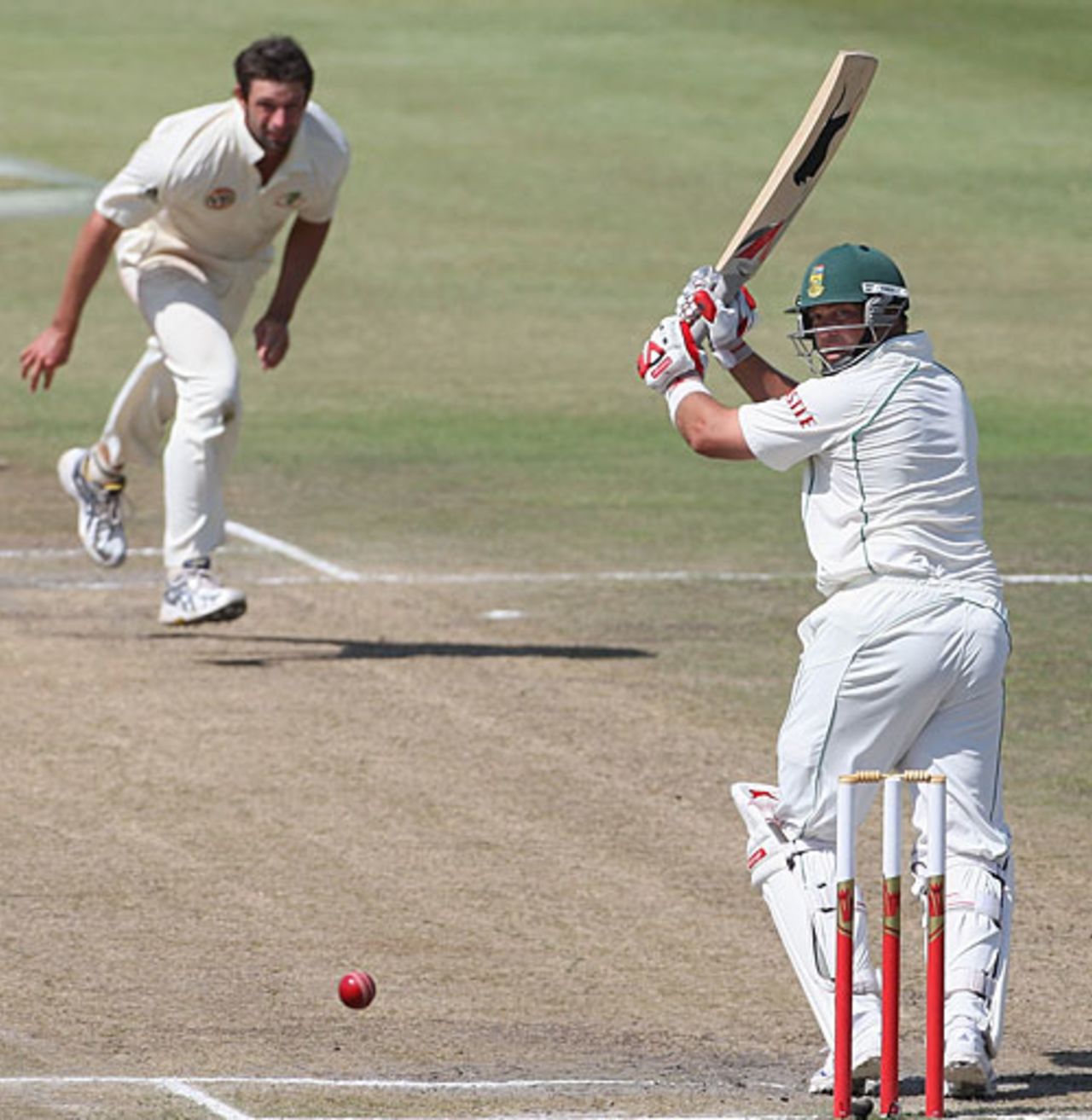 Jacques Kallis plays a shot to fine leg, South Africa v Australia, 2nd Test, Durban, 5th day, March 10, 2009