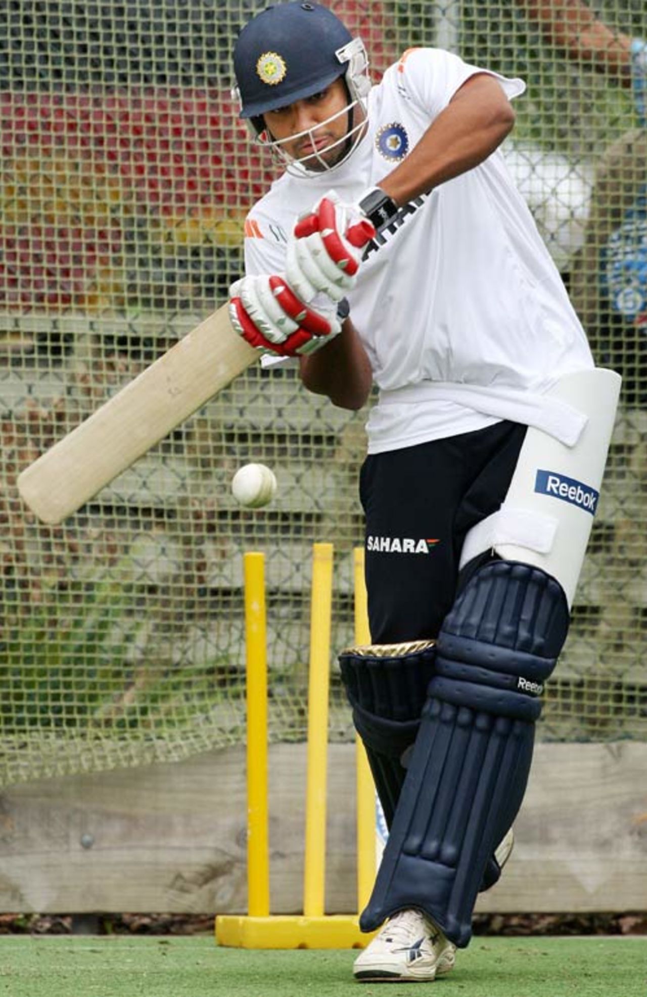 Rohit Sharma shapes to pull at a nets session ahead of the fourth ODI, Hamilton, March 10, 2009