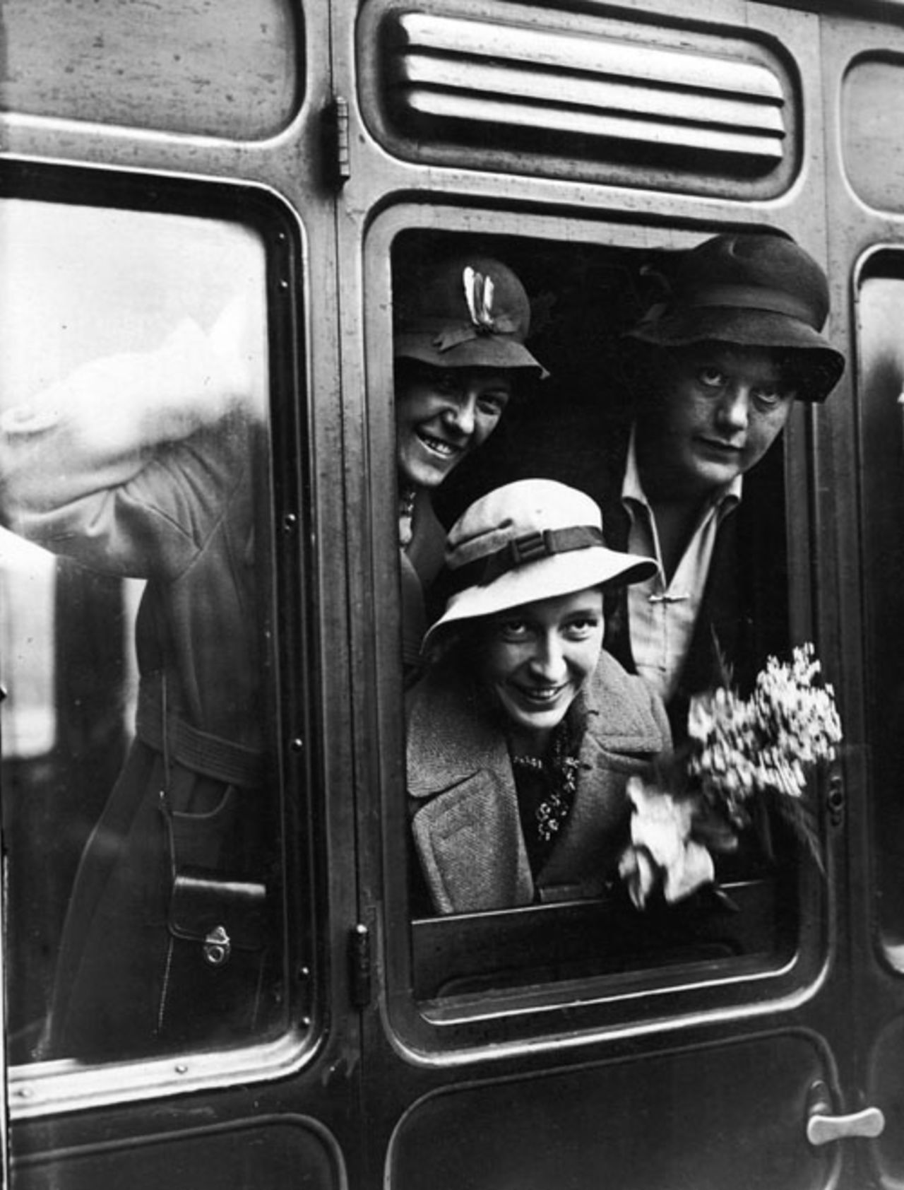 Captain Betty Archdale and two other members of the England women's team at London's St Pancras station en route for Australia, October 19, 1934