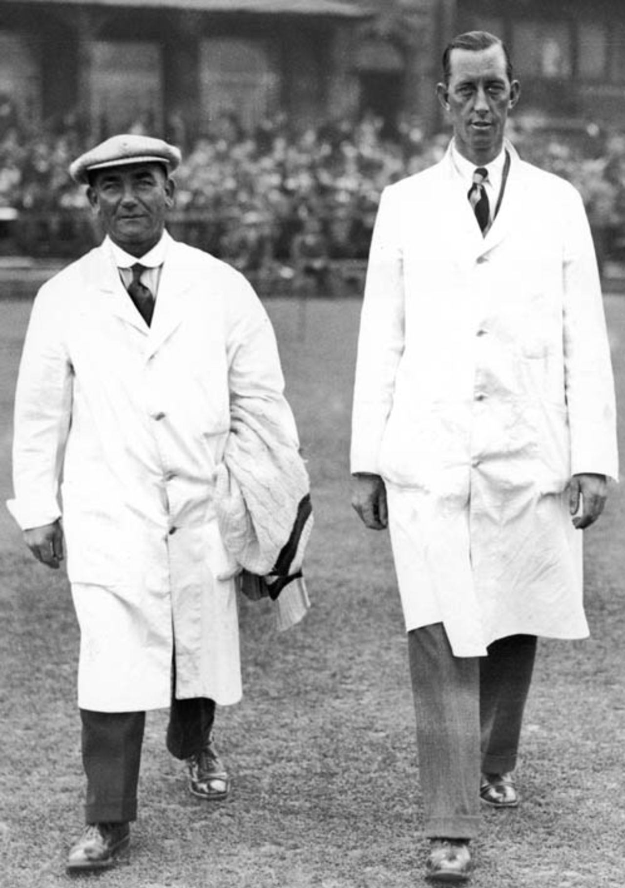 Umpires Joe Hardstaff and Bill Parry, England v Australia, 1st Test, Trent Bridge, June 13-17, 1930