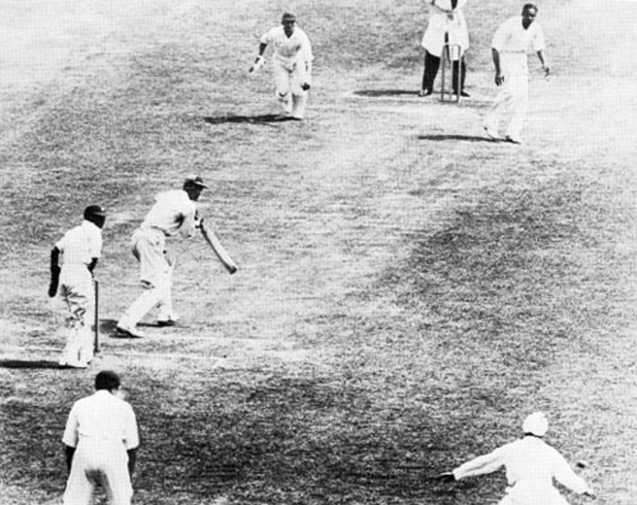 Douglas Jardine tries to steer one past the slip cordon, England v India, only Test, Lord's, June 25-28, 1932