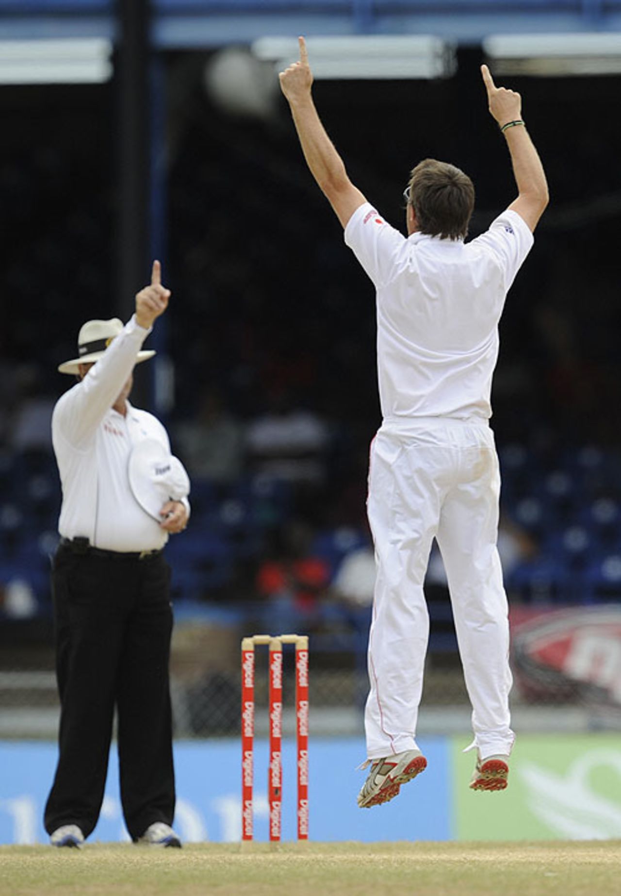 Graeme Swann appeals successfully for the wicket of Devon Smith, West Indies v England, 5th Test, Trinidad, March 10, 2009