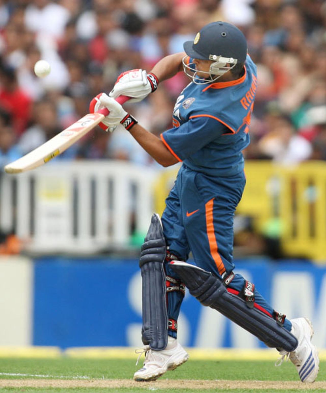 Suresh Raina lofts the ball, New Zealand v India, 5th ODI, Auckland, March 14, 2009