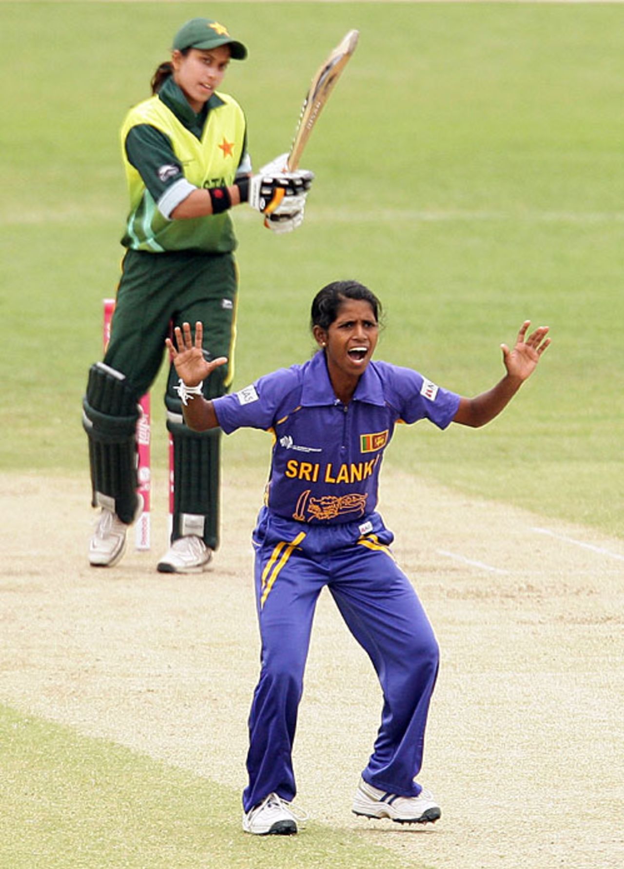Udeshika Prabodhani appeals for a wicket, Pakistan v Sri Lanka, 5th match, women's World Cup, Manuka Oval, Canberra, March 9, 2009