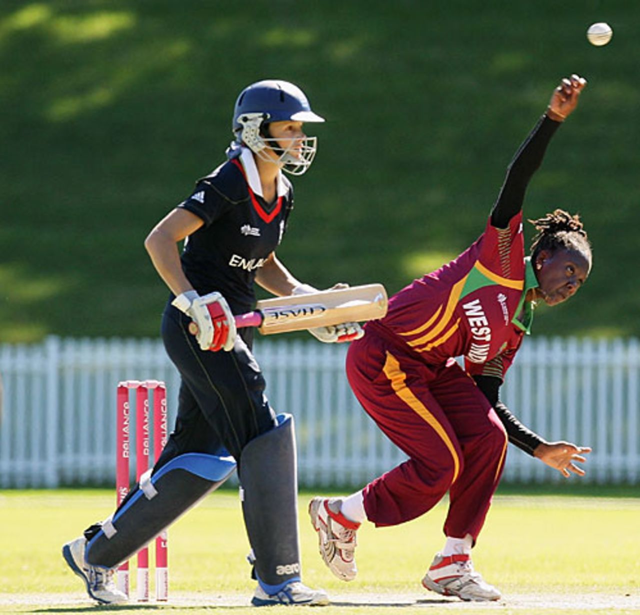 Danielle Small delivers the ball, England v West Indies, Super Six, women's World Cup, Sydney, March 17, 2009