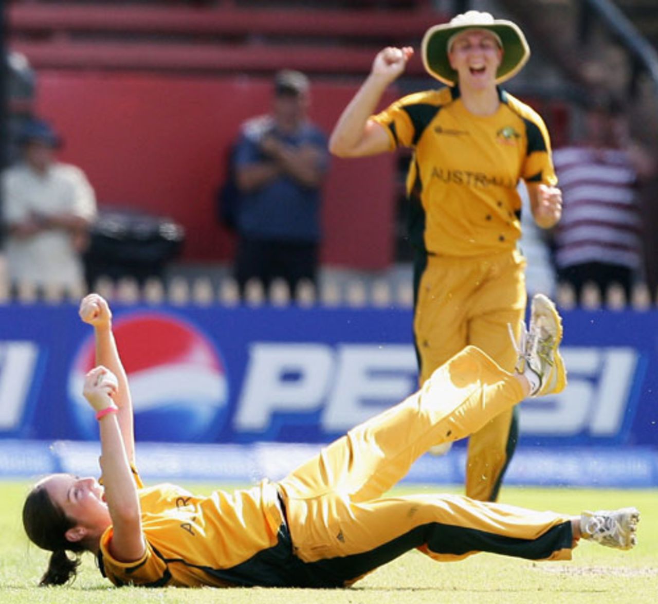 Rene Farrell is all smiles after completing a catch, Australia v England, women's World Cup, Super Six, North Sydney Oval, March 19, 2009
