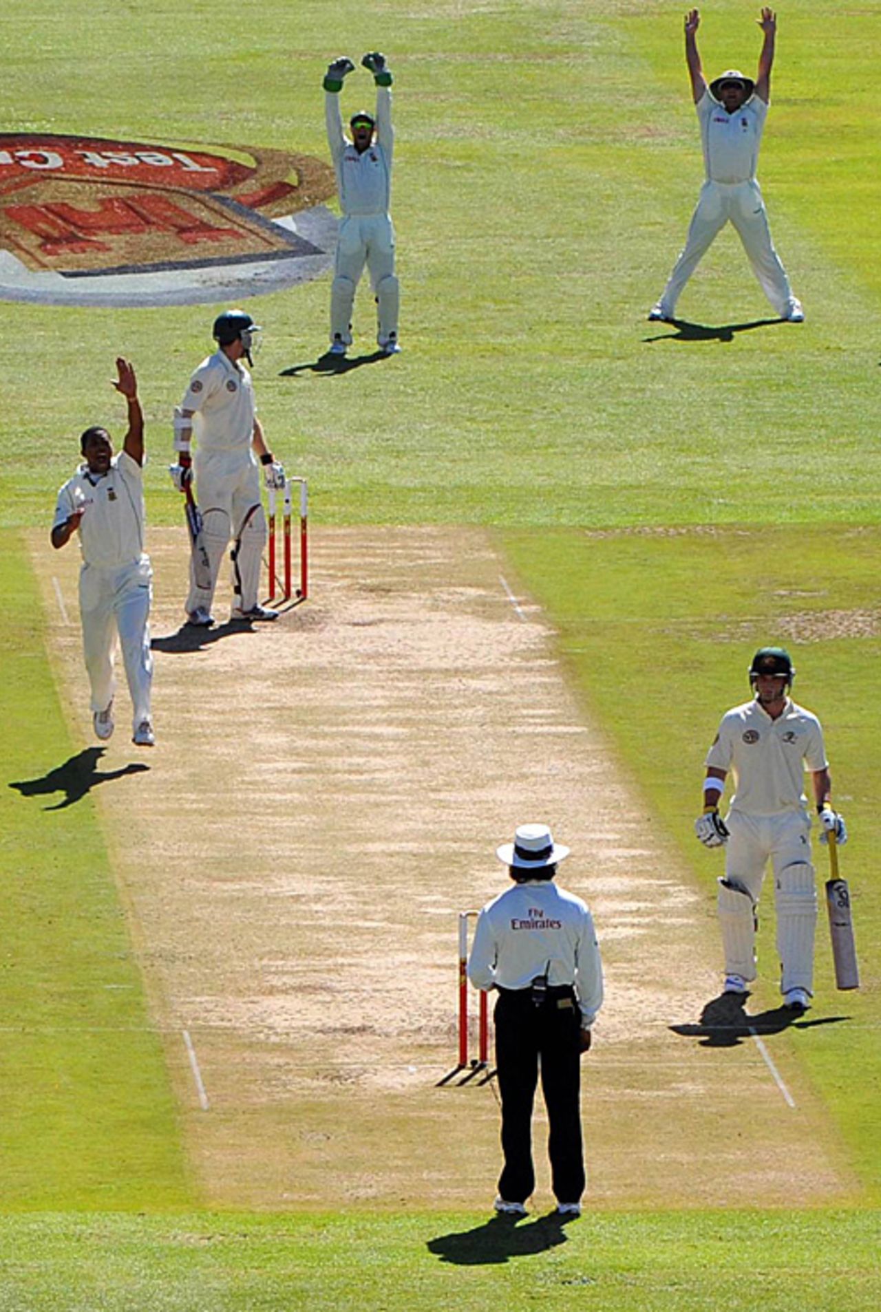 Makhaya Ntini appeals in vain for Simon Katich's wicket, South Africa v Australia, 3rd Test, 1st day, Cape Town, March 19, 2009