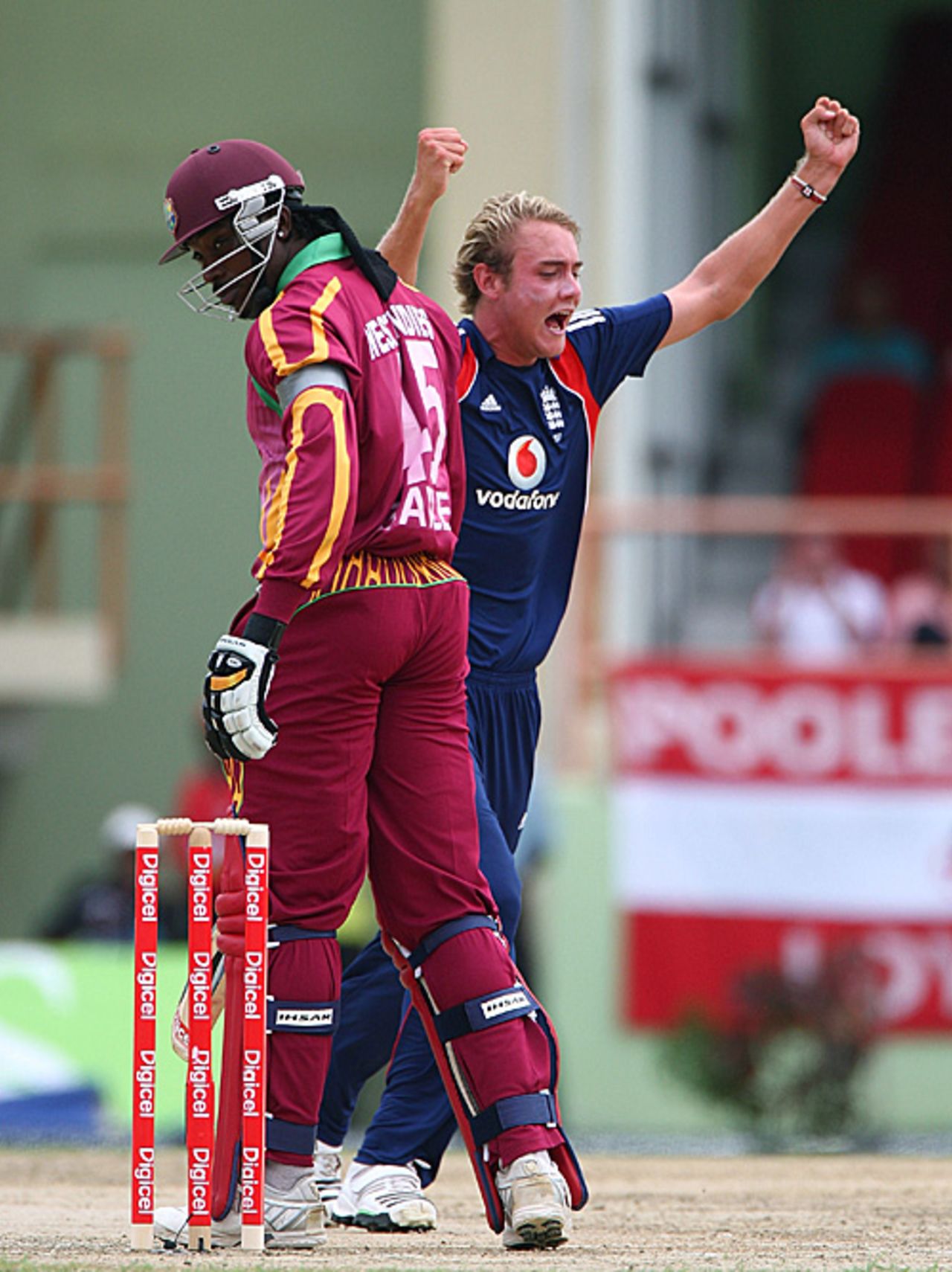Stuart Broad traps Chris Gayle cheaply, West Indies v England, 1st ODI, Providence, March 20, 2009