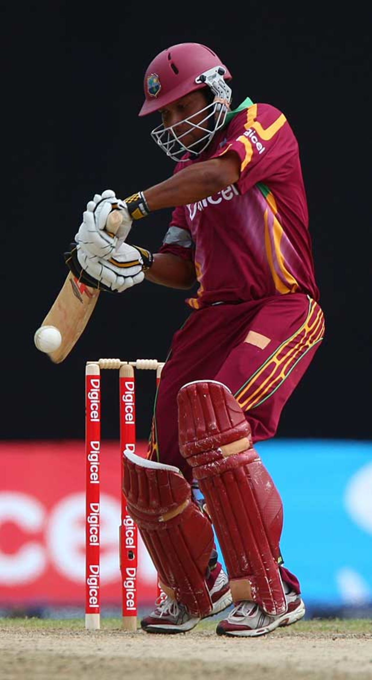 Ramnaresh Sarwan guides the ball to third man, West Indies v England, 1st ODI, Providence, March 20, 2009