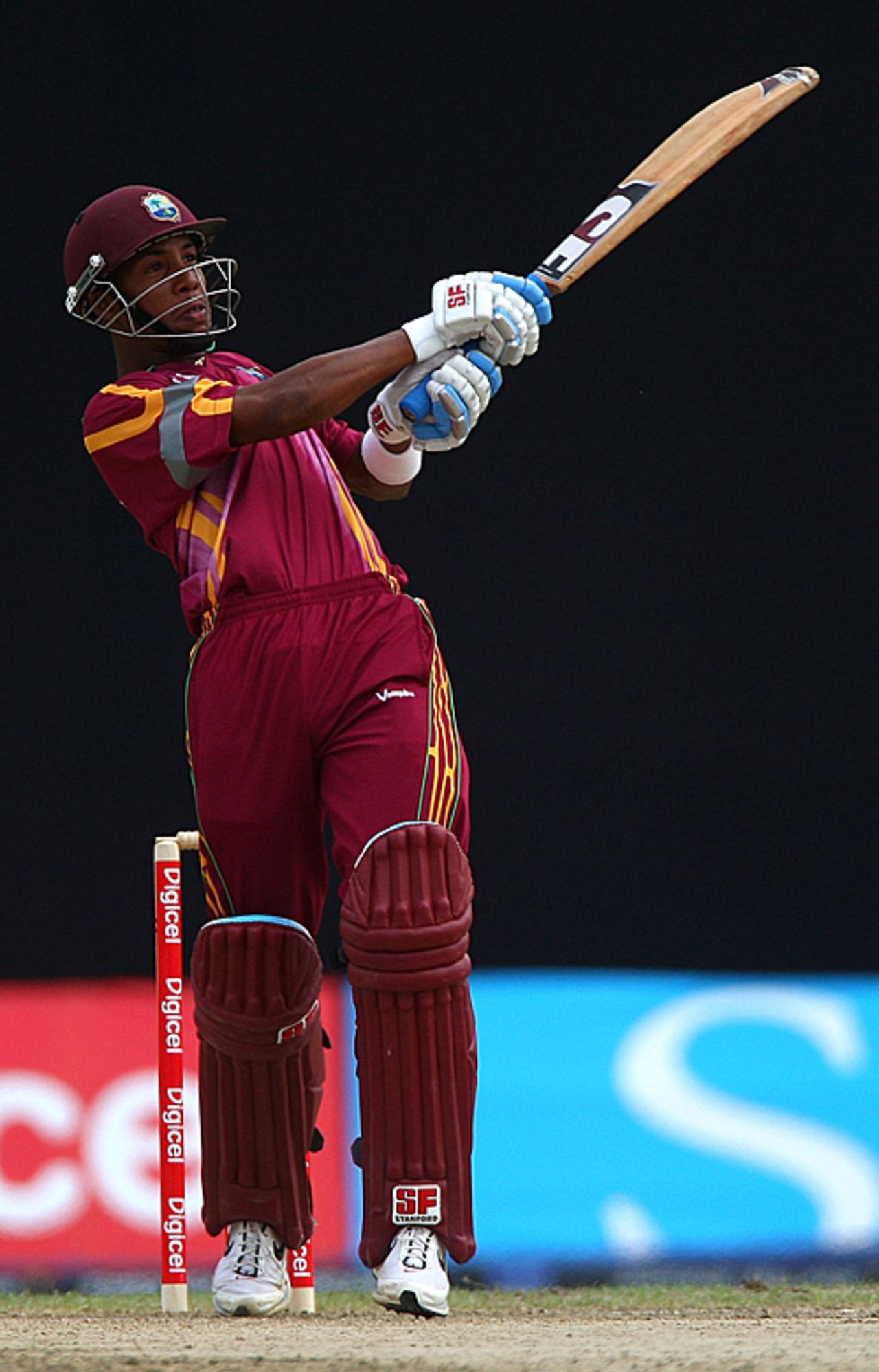 Lendl Simmons goes for an almighty pull, West Indies v England, 1st ODI, Providence, March 20, 2009