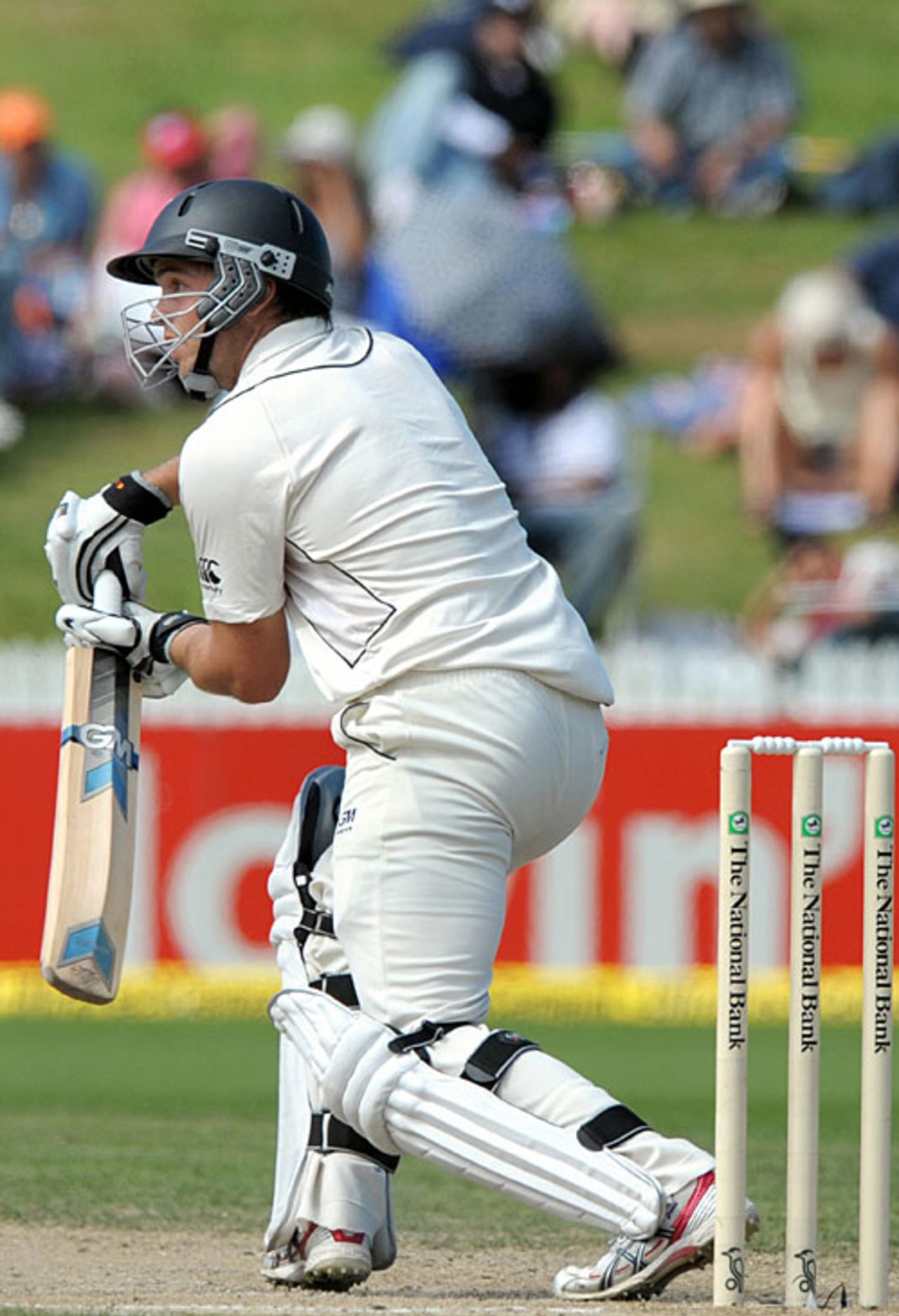 Daniel Flynn drives, New Zealand v India, 1st Test, Hamilton, 4th day, March 21, 2009