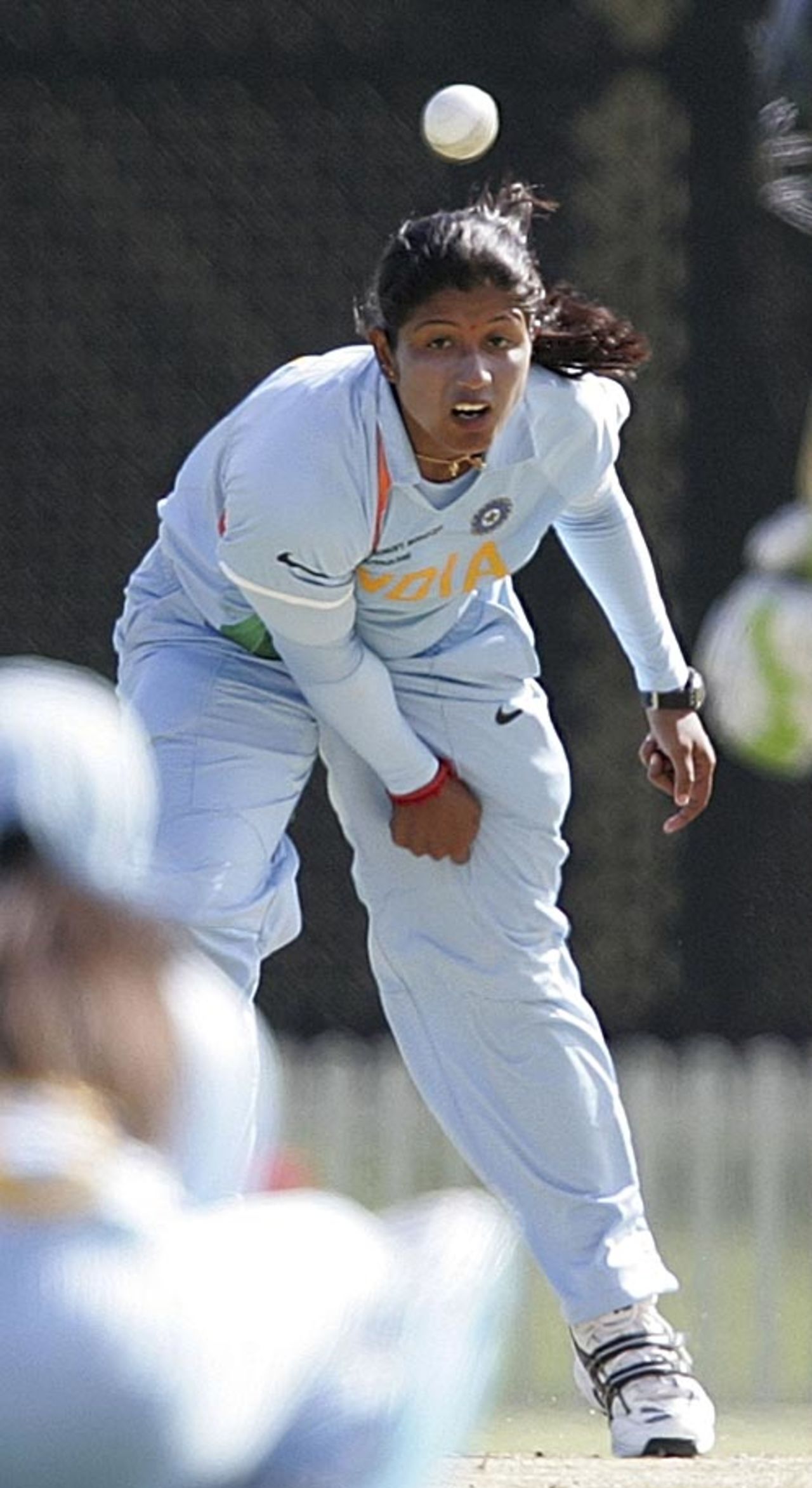 Rumeli Dhar in action, Australia v India, 3rd place play-off, women's World Cup, Sydney, March 21, 2009