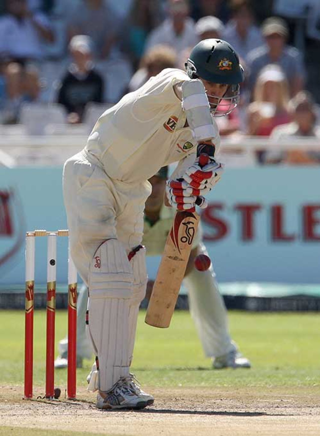 Simon Katich plays with a straight bat, South Africa v Australia, 3rd Test, 4th day, Cape Town, March 22, 2009