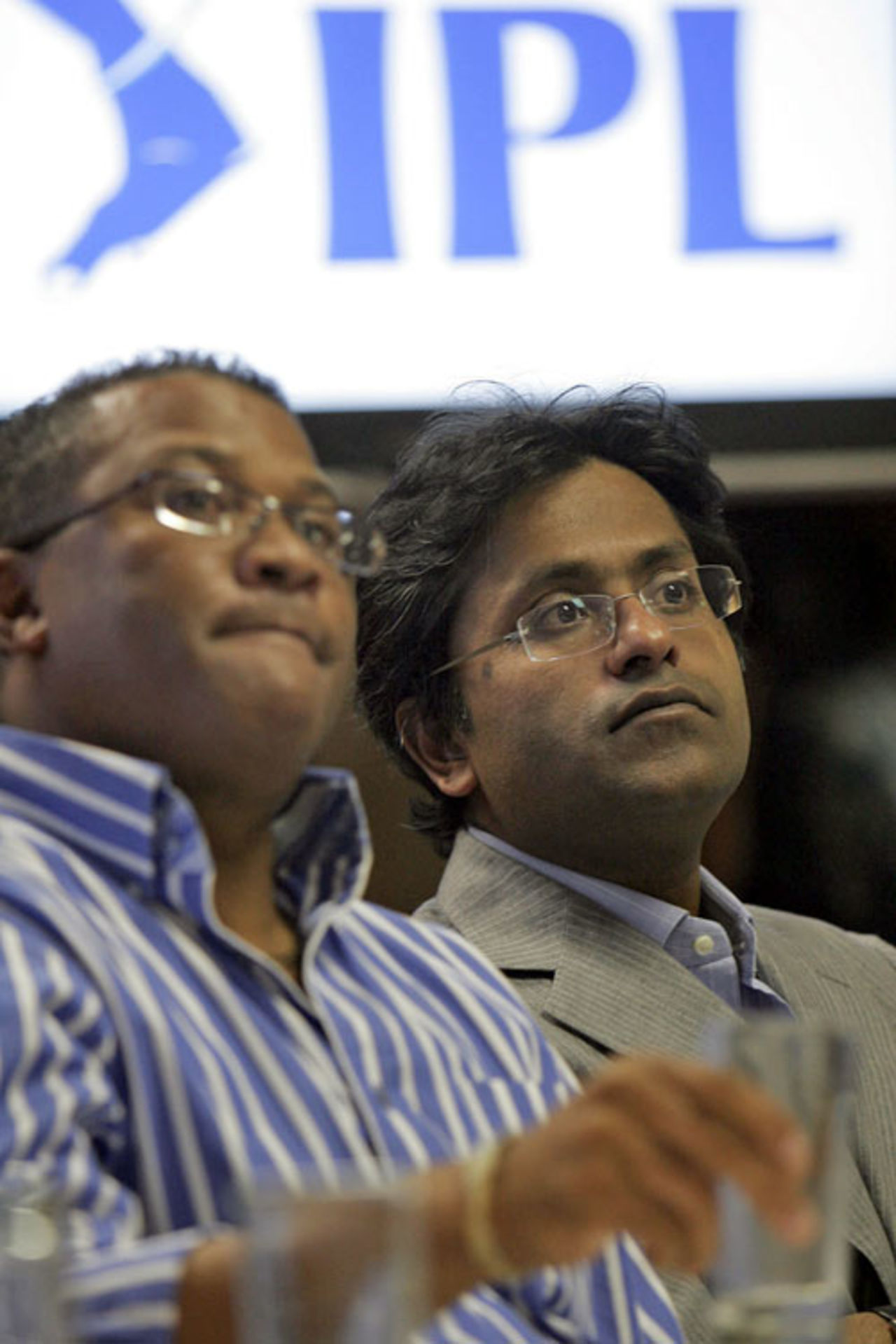 Gerald Majola and Lalit Modi at a press conference announcing that South Africa will host the second season of the IPL, Johannesburg, March 24, 2009