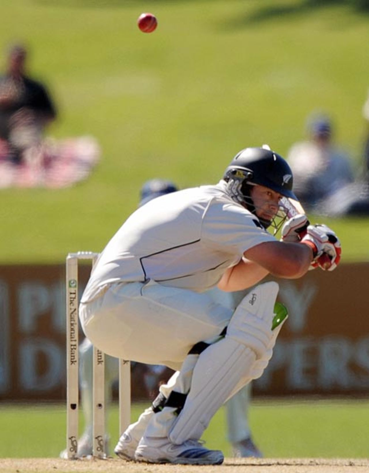 Jesse Ryder ducks under a bouncer, New Zealand v India, 2nd Test, Napier, 1st day, March 26, 2009