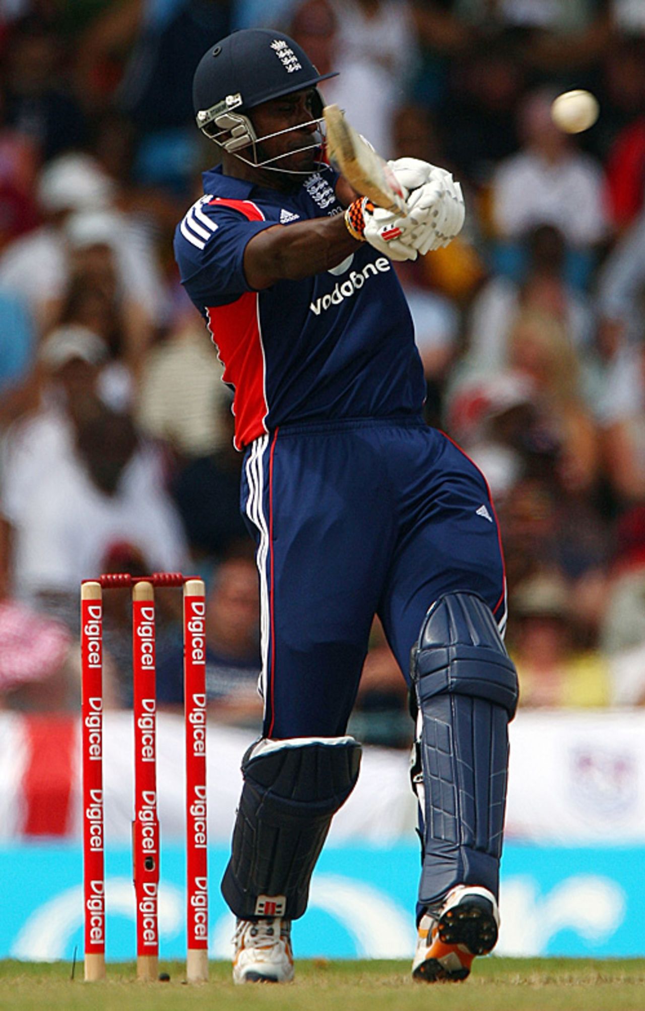 Dimitri Mascarenhas attempts a pull, West Indies v England, 3rd ODI, Bridgetown, March 27, 2009