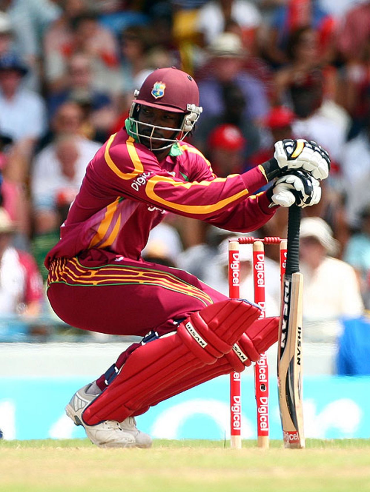 Chris Gayle takes a breather during his 46 from 39 balls, West Indies v England, 4th ODI, Bridgetown, March 29, 2009