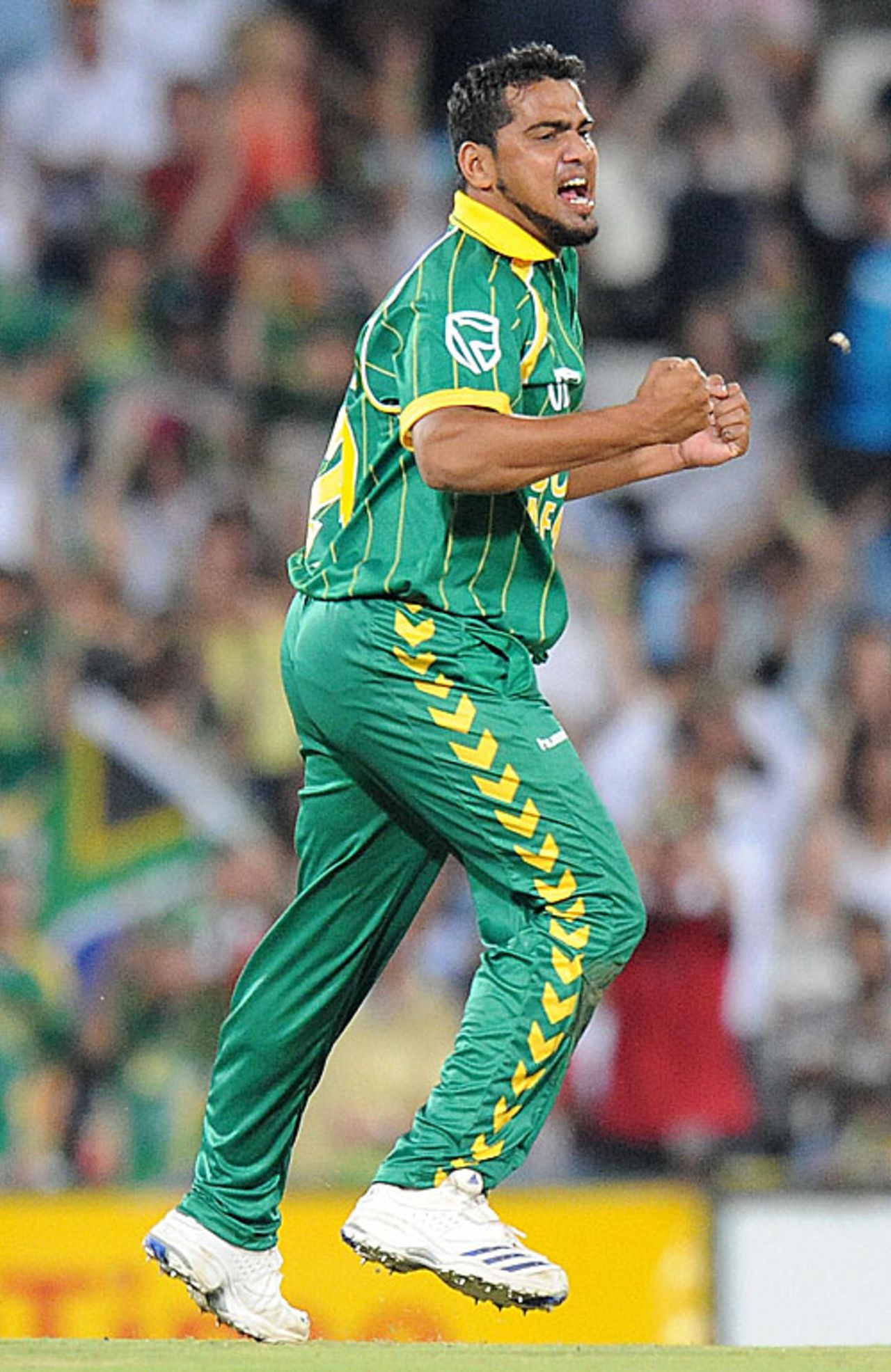 Yusuf Abdulla celebrates his maiden international wicket, South Africa v Australia, 2nd Twenty20, Centurion, March 29, 2009