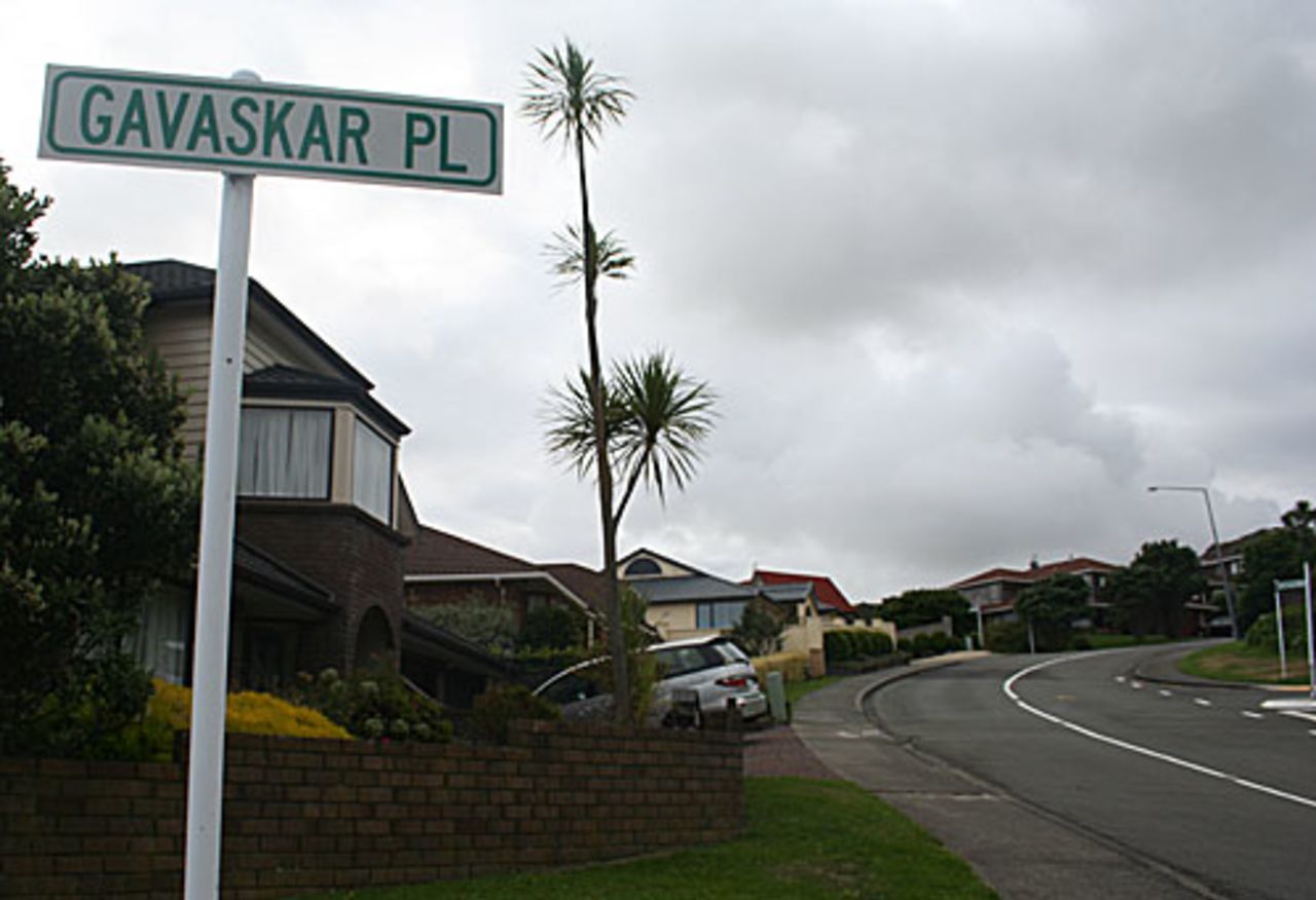 A street presumably named after Sunil Gavaskar, Wellington, March 31, 2009