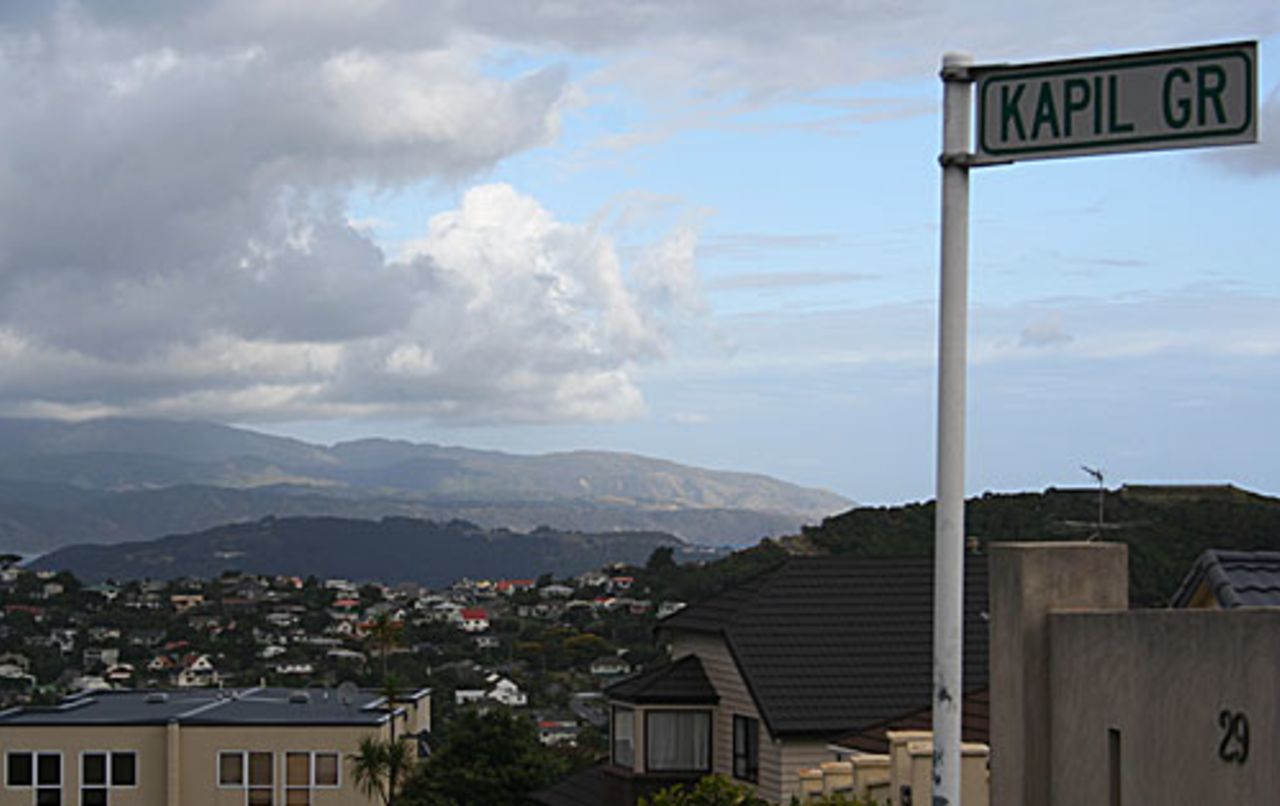 A street presumably named after Kapil Dev overlooks Wellington, Wellington, March 31, 2009