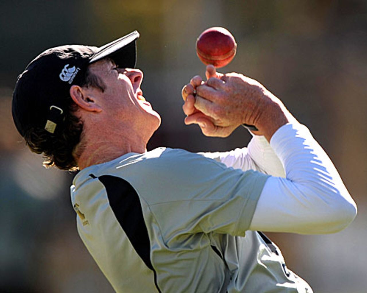 One that got away - Iain O'Brien drops the ball at practice, Wellington, April 2, 2009