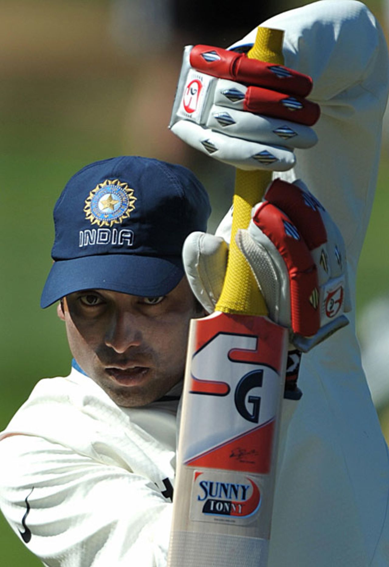 VVS Laxman shows a straight bat, Wellington, April 2, 2009
