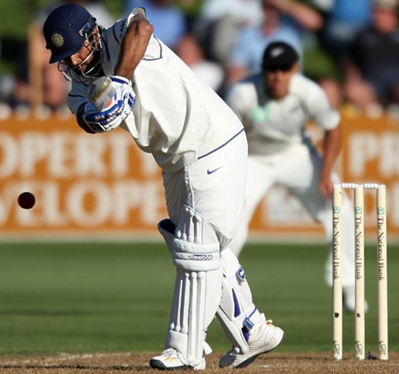 MS Dhoni tries to flick, New Zealand v India, 3rd Test, Wellington, 1st day, April 3, 2009