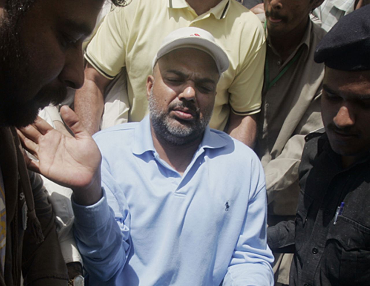 Ijaz Ahmed arrives in court, Lahore, April 3, 2009