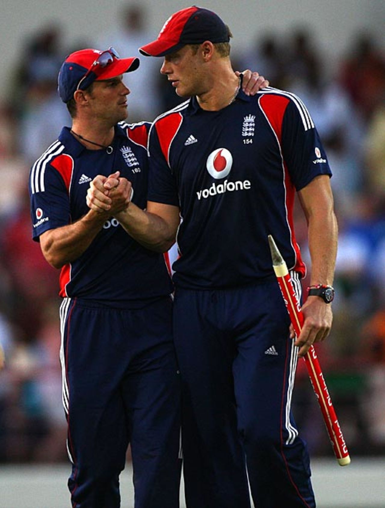 Andrew Strauss congratulates Andrew Flintoff, West Indies v England, 5th ODI, St Lucia, April 3, 2009