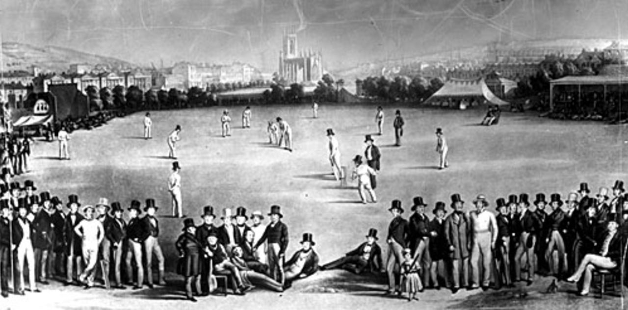 A painting of a match between Kent and Sussex, Brighton, 1849