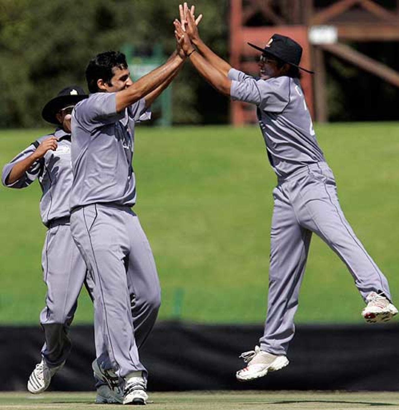 Zahid Shah and Owais Hameed celebrate, Netherlands v United Arab Emirates, ICC World Cup Qualifiers, Potchefstroom, April 4, 2009
