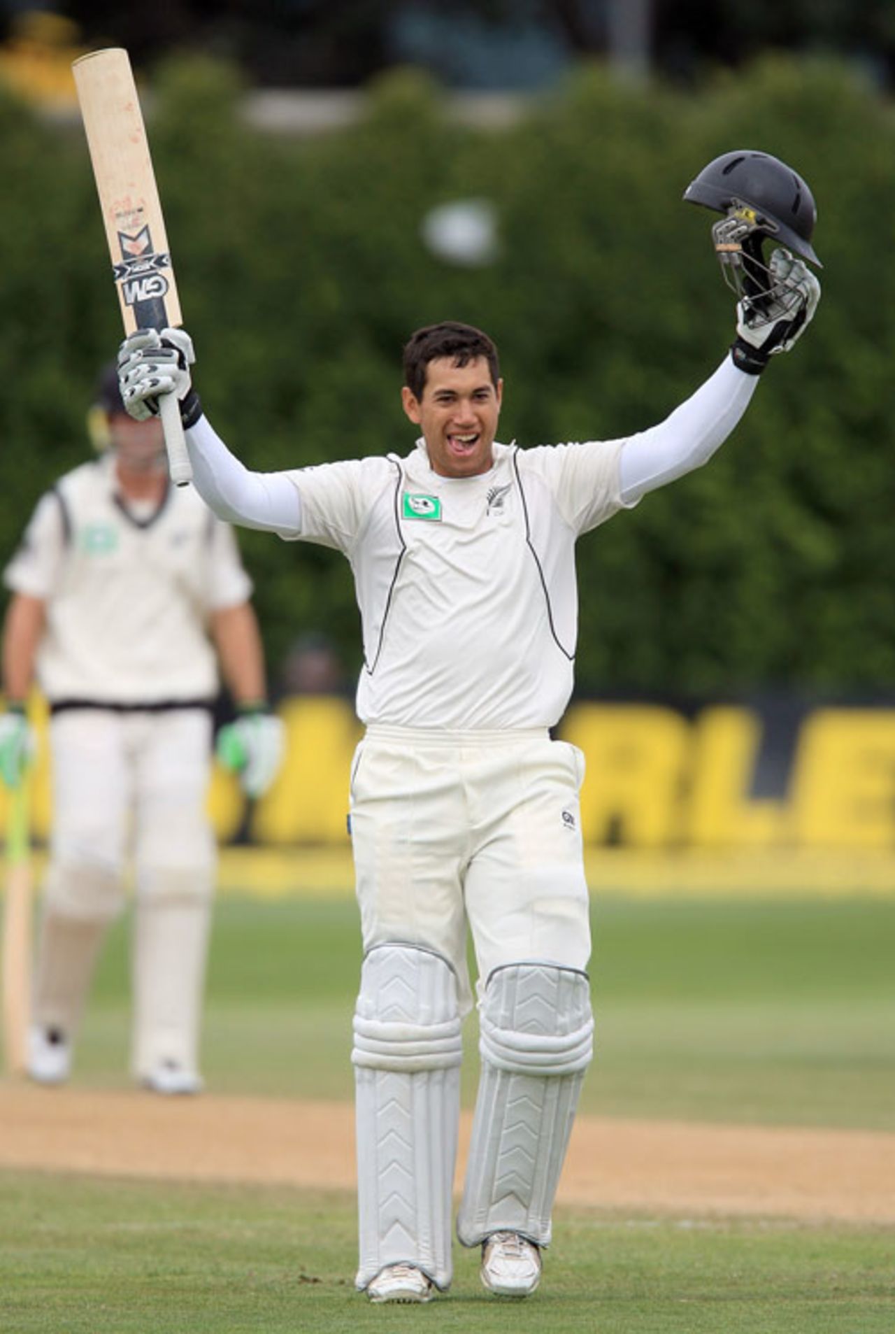 Ross Taylor is delighted at reaching his century, New Zealand v India, 3rd Test, Wellington, 5th day, April 7, 2009