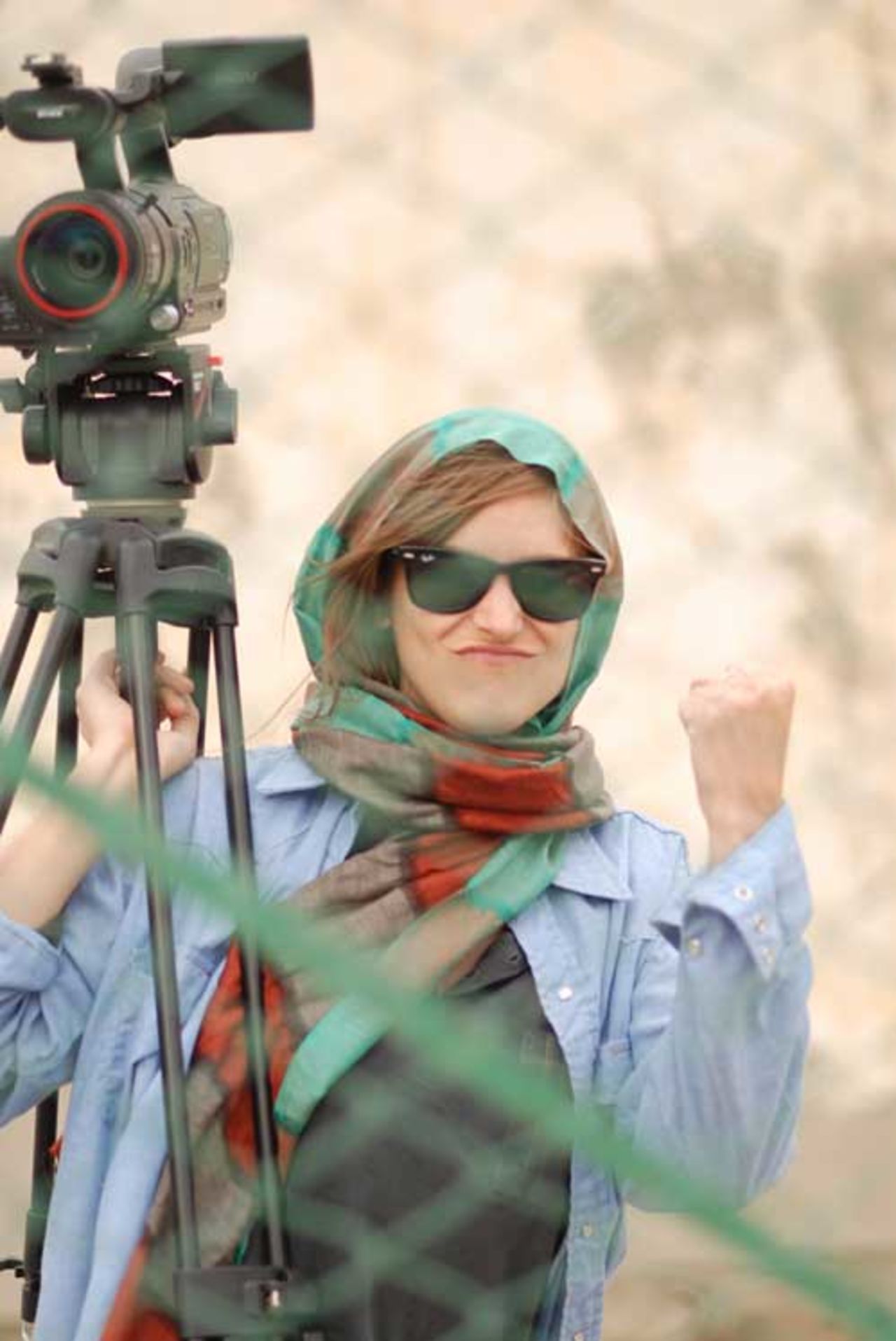 Documentary film-maker Lucy Martens during the making of a film on the Afghanistan team