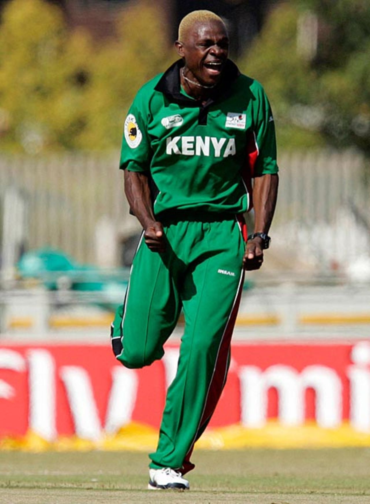 Elijah Otieno celebrates a wicket, Denmark v Kenya, World Cup Qualifiers, Potchefstroom, April 8, 2009